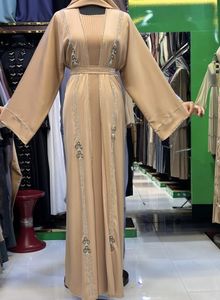 Wholesale Umbrella Abaya Stone Work Handmade Sequined Arabic Dubai Style Full Flare Nida Fabric Evening Party Dress - Product Image 6