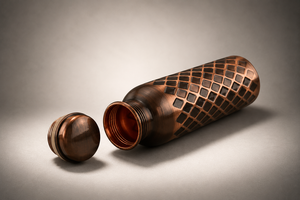 Plain Matte Glossy Copper Water Bottle Hammered Finish Screw-On Lid Leakproof Reusable Travel <b>Mug</b> Unisex Luxury Design - Product Image 4