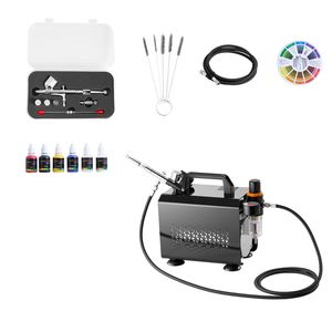 Kit aérographe 1/6 HP avec aérographe professionnel à double action et 3 embouts pour application de peinture acrylique automobile - Product Image 1
