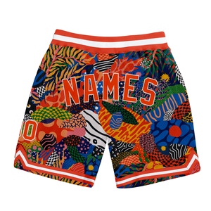 Wholesale Direct OMMIZ INDUSTRY Best Selling Custom Black Orange-White 3D Pattern Design Hawaii Bush Authentic Basketball Shorts - Product Image 1