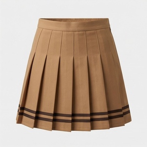 Jupe courte plissée pour femme, couleur unie, taille élastique, 100% polyester, confortable, style toutes saisons - Product Image 1