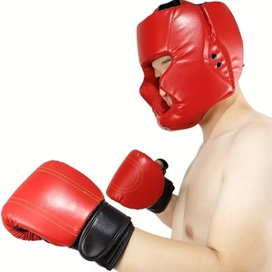 Casque de boxe personnalisable pour MMA, boxe, équitation, unisexe, en cuir PU, design protecteur, fermeture réglable, étiquette avec logo personnalisé - Product Image 2