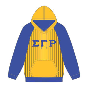 เสื้อฮู้ดดี้สีน้ำเงินลายทางแบบแร็กแลน ยี่ห้อ Sigma Gamma Rho รุ่น Gold Body  สำหรับชมรม SGRho  เสื้อผ้าสั่งทำพิเศษ Divine Nine HBCU - Product Image 2