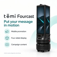 Robot publicitaire mobile autonome Temi avec contrôle à distance et par application, écran LED quadridirectionnel, publicités personnalisables, lecture automatique