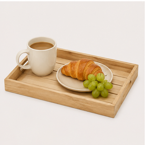 Premium Natural Bamboo Serving <b>Tray</b> With Built-in Handles Eco-Friendly Rectangular Wooden <b>Tray</b> <b>for</b> Breakfast <b>Bed</b> Coffee <b>Table</b> - Product Image 2