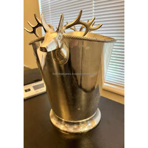 Enfriador de vino de Reno dorado para decoración navideña, bañera de bebida hecha a mano de aluminio fundido, cubo de hielo portátil y sostenible, lo último - Product Image 3