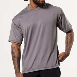 Camiseta Casual de Punto para Hombre, Cuello Redondo, Manga Corta, Color Gris, Corte Regular, Diseño Liso Teñido - Product Image 6