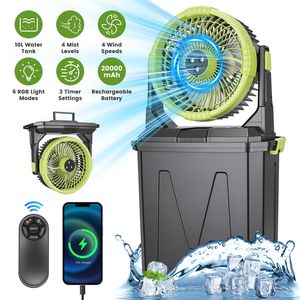 Ventilatore Nebulizzante Ricaricabile 5 in 1 con Power Bank da 20000mAh, Serbatoio Acqua Grande da 10L, 4 Modalità Nebulizzazione, 4 Velocità Vento, Illuminazione Notturna RGB, Touch AU - Product Image 1