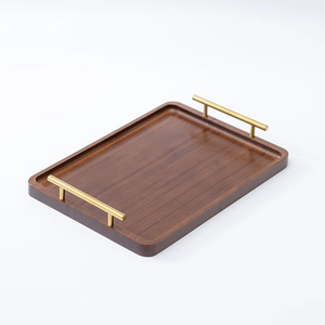 Bandeja Rectangular de Madera Maciza de Teca Africana, Plato de Servicio de Té de Madera Premium, Bandeja para Tazas de Agua, Plato de Bambú - Product Image 1