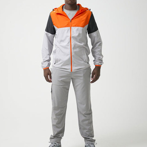 High Quality Men's Lightweight Windbreaker Tracksuit Set 2 Piece Hooded Mesh <b>Lined</b> Jacket Jogger <b>Pants</b> Windproof Sportswear - Product Image 2