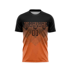 ชุดเสื้อฟุตบอลแบบยูนิเซ็กซ์ สีดำไล่เฉดสีส้ม แขนสั้น ระบายอากาศได้ดี ซับเหงื่อ เหมาะสำหรับฤดูร้อน ทรงสปอร์ต ผลิตจากโพลีเอสเตอร์ 100% - Product Image 3