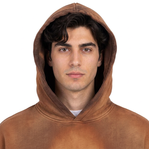 Men's Vintage Acid Wash Hoodie Gradient Color Pullover Sweatshirt Casual Long Sleeve <b>Winter</b> 100% Cotton <b>Fleece</b> Oversized - Product Image 4