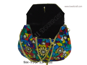 Pochette de soirée bohème florale mosaïque colorée avec fermeture magnétique et chaîne perlée en acrylique pour mariage - Product Image 2