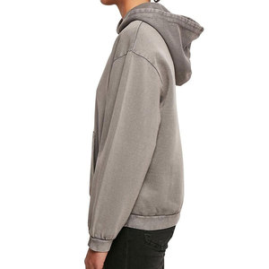 Sweat à capuche unisexe surdimensionné en coton 100% délavé à l'acide, respirant et élégant, style streetwear, conception OEM personnalisée, coupe lourde avec épaules tombantes - Product Image 3