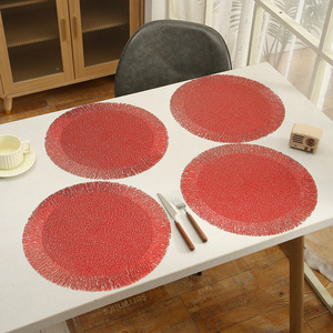 Manteles Individuales Redondos Dorados Tabletex para <span class=keywords><strong>Mesa</strong></span> de Comedor, Manteles Individuales Metálicos de <span class=keywords><strong>Vinilo</strong></span> Prensado, Manteles para Decoración de Bodas y Fiestas - Product Image 2
