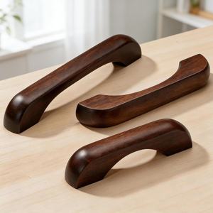 Sleek Modern Cabinet Hardware Natural Finish Wooden Pulls Premium <b>Walnut</b> Furniture Handles Wooden Interior Cabinet Accessories - Product Image 3