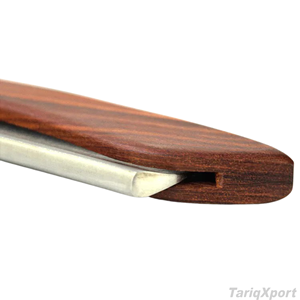 Professional Solid Stainless Steel Shaving <b>Razor</b> Custom Logo Barber Cut Throat Wooden Handle <b>Single</b> <b>Blade</b> Non-Disposable for Men - Product Image 3