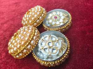 kundan Pearl Brooch with Elegant Gift Box Decorative Brooch Pin Set for Wedding Favors Bridesmaid Gifts Party Return Favors - Product Image 5
