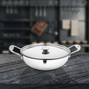 Kadhai en acier inoxydable épais avec couvercle en acier inoxydable Platinum Premium Cookware - Product Image 1