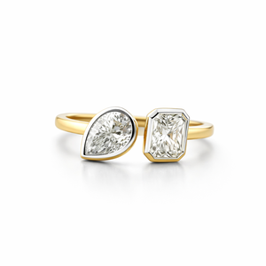 Anillo Abierto de Oro de 14 Quilates con Corte de Pera Namivaa para Mujer, Anillo de Compromiso Moderno Toi Et Moi, Elegante para Bodas y Fiestas - Product Image 1