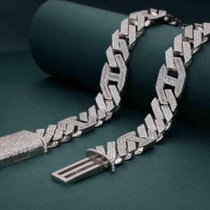 Bracelet chaîne pour homme en alliage de zinc plaqué argent sterling 925, micro-incrustation de zircon, style hip-hop, bijou cadeau - Product Image 3