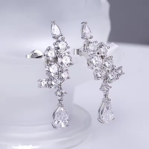 Silver Diamond <b>Stud</b> <b>Earrings</b> Round Brilliant Cut Women's Minimalist Everyday Wear Lab G Color - Product Image 3