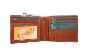 Haute Qualité Castello Italien Vacchetta En Cuir RFID Bi-fold Billfold En Relief Brun Polyester Court Longueur Portefeuille Ouverture Chaude - Product Image 2