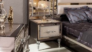 Ensemble de chambre à coucher de luxe moderne en teck massif, style mi-siècle, adapté aux appartements, avec lit king size et tables de chevet miroir, Grand modèle - Product Image 4