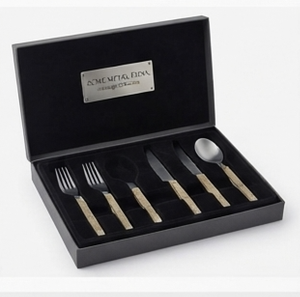Ensemble de couverts en acier inoxydable moderne, finition mate, manches en bois, cuillères, fourchettes, couteau à beurre - Articles de cuisine pour la maison, cadeau de mariage - Product Image 2