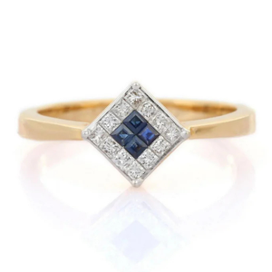 18K Yellow Gold <b>Cushion</b> Cut Sapphire Solitaire <b>Wedding</b> <b>Ring</b> for Women - Product Image 1
