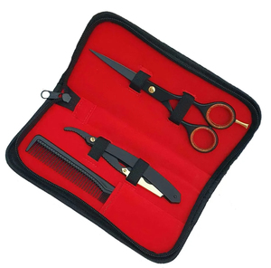 Mirror Polish Barber Hair Cutting Kit Thinning Scissors Shears Stainless Steel Hairdressing Razor Kit With Comb For Sale - Product Image 2