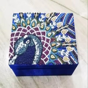 Wood Crafts Designer <b>Seed</b> Beads Polished Multifunction Jewelry Beaded Embroidery Bracelet <b>Storage</b> Box Elegant Lid for Holiday - Product Image 5