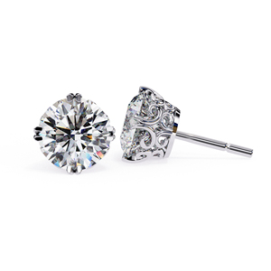 Pendientes de Moissanita de Corte Redondo, 2.5 CT Cada Uno, Plata de Ley 925, Estilo Vintage, 7x7 mm, Joyería Unisex de Lujo - Product Image 4