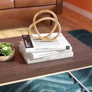 Set of 2 Gold Metal Ginkgo Leaf Sculptures Luxury Iron Fan Leaves Figurines Tabletop Centerpiece <b>Ornament</b> Flat Square Base - Product Image 5
