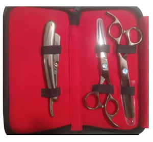 Kit de peluquería con espejo pulido, tijeras de entresacar, tijeras de acero inoxidable, kit de afeitado con peine en oferta - Product Image 3