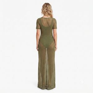 Robe longue en maille pour femme, manches longues, body transparent, lingerie sexy, nuisette, tenue de club, combinaison sexy transparente - Product Image 2