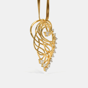 Collar con Colgante de Pluma de Pavo Real en Oro Amarillo con Diamante Cultivado en Laboratorio - Product Image 5