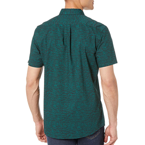 Chemise décontractée pour homme à manches courtes de style hawaïen, col boutonné, imprimé rayé, respirante, 100% coton, tissu popeline 140g - Product Image 2