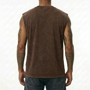 Camiseta sin Mangas de Lujo 100% Algodón Transpirable con Bordado Tejido para Hombre, Estilo Casual, Lavado Nieve, para Moda Urbana y Gimnasio - Product Image 4