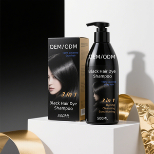 Champú tinte de cabello negro natural <span class=keywords><strong>para</strong></span> <span class=keywords><strong>hombres</strong></span> y mujeres sin amoníaco Color de cabello permanente Cobertura gris Fácil de usar en el hogar - Product Image 1
