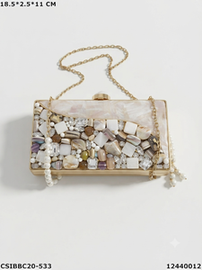 Designer Handmade Brass Mother Pearl Bridal Evening <b>Clutch</b> <b>Bag</b> Ladies Wedding Parties Multi Color - Product Image 3