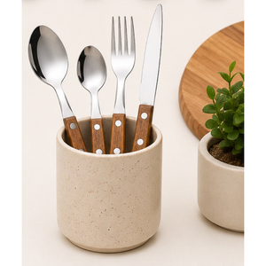 Ensemble de couverts de haute qualité avec manche en bois, en acier inoxydable, pour hôtels et restaurants de luxe, ensemble cuillère, fourchette, couteau - Product Image 4