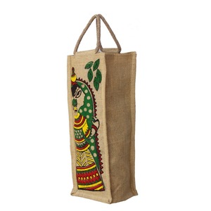 Sac cadeau de luxe en jute pour bouteille de vin, emballage écologique réutilisable pour la présentation de boissons haut de gamme - Product Image 3