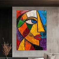 Toile de Picasso avec Texture Moderne Abstraite Personnalisée, Portrait Cubiste, Peinture à la Main, Art Mural, Peint à la Main, Figure