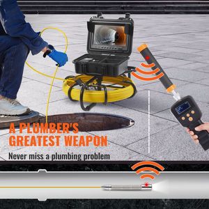 Localizzatore 512Hz, Endoscopio Industriale 164 Ft/50 m, Telecamera per Ispezione Tubi 9'' con Funzione DVR, 12 LED Regolabili, Telecamera IP68 per Fognature - Product Image 1