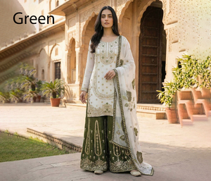 Kurta de Seda India y Pakistaní de Diseño Sterling Creations, Verde, Bordada, de Secado Rápido, hasta la Rodilla, para Fiesta - Product Image 1