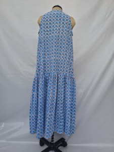 Blue Plaid Sleeveless Halter Lace-<b>Up</b> Maxi <b>Dress</b> Pleated Breathable 100% Cotton Woven Formal Style Natural Waist A-Line <b>Adults</b> - Product Image 4