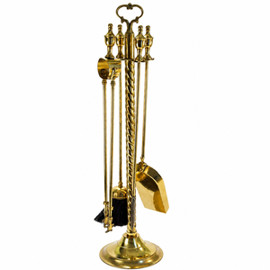 High Quality Antique Brass <b>Fireplace</b> <b>Tools</b> <b>Set</b> With Heavy Duty Stand Premium Gold Hearth Companion <b>Set</b> With And Home Decor - Product Image 6