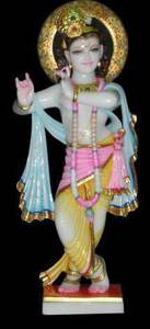 Magnifique statue de Krishna Ji en marbre blanc Makarana, la plus populaire, fabriquée à la main, en position debout, pour la maison, le bureau ou le temple - Product Image 6