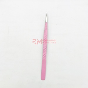 Pince à épiler professionnelle RMI en acier inoxydable, rose poudré, à pointe en fibre, avec poignée diamantée, pour cils - Product Image 2